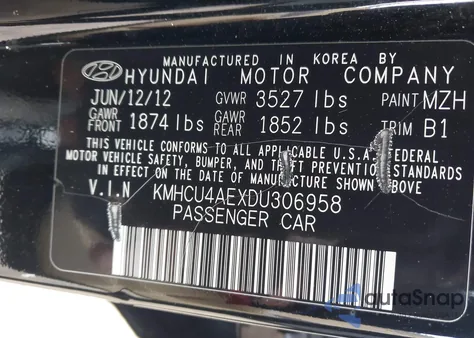 2013 Hyundai Accent Gls z USA, uszkodzony, nr VIN KMHCU4AEXDU306958